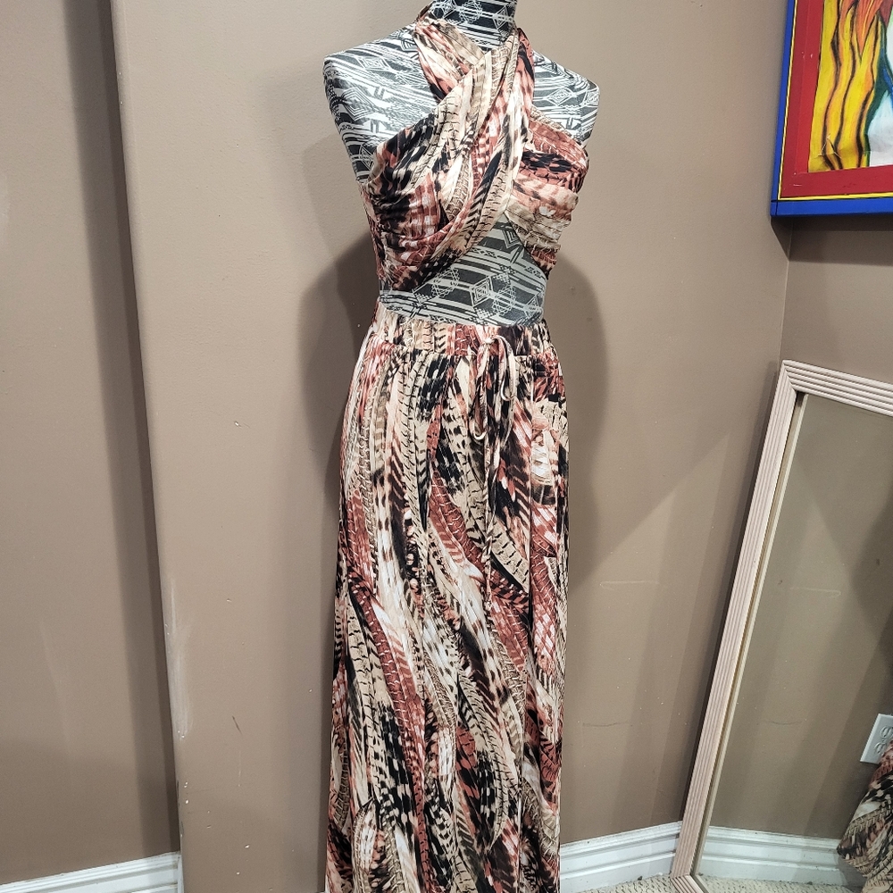 SHEIN Boho Halter Top & High Split Skirt Set